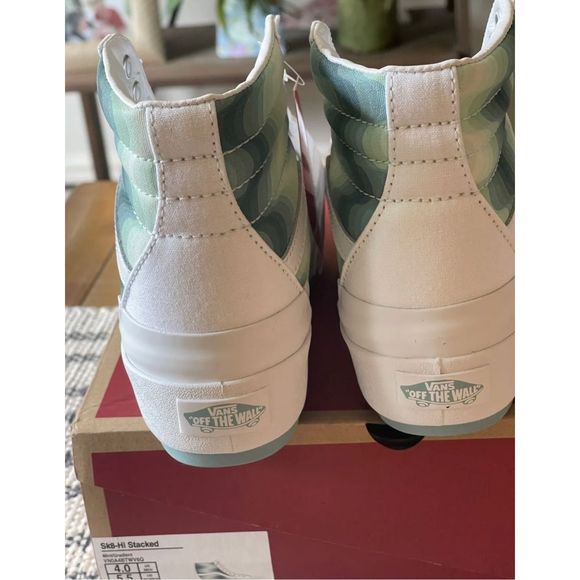 Vans Platform Sneakers Women’s Size 5.5 Sk8 Hi Stacked White Green Mint - Picture 7 of 8